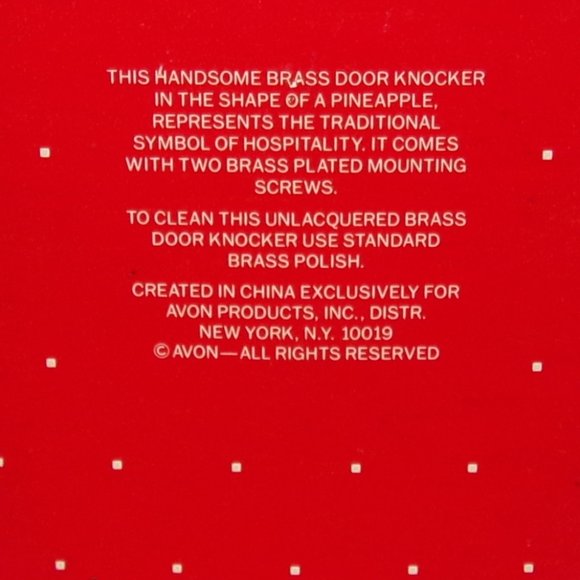 Vintage Avon Solid Brass Pineapple Hospitality Door Knocker, New in Package - Picture 5 of 5